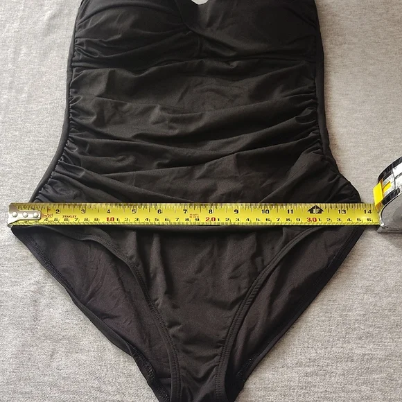 Black Strapless WOMENS ANNE COLE BEAUTIFUL SWIMSUIT SWIMWEAR ONE-PIECE SUIT - Picture 10 of 16